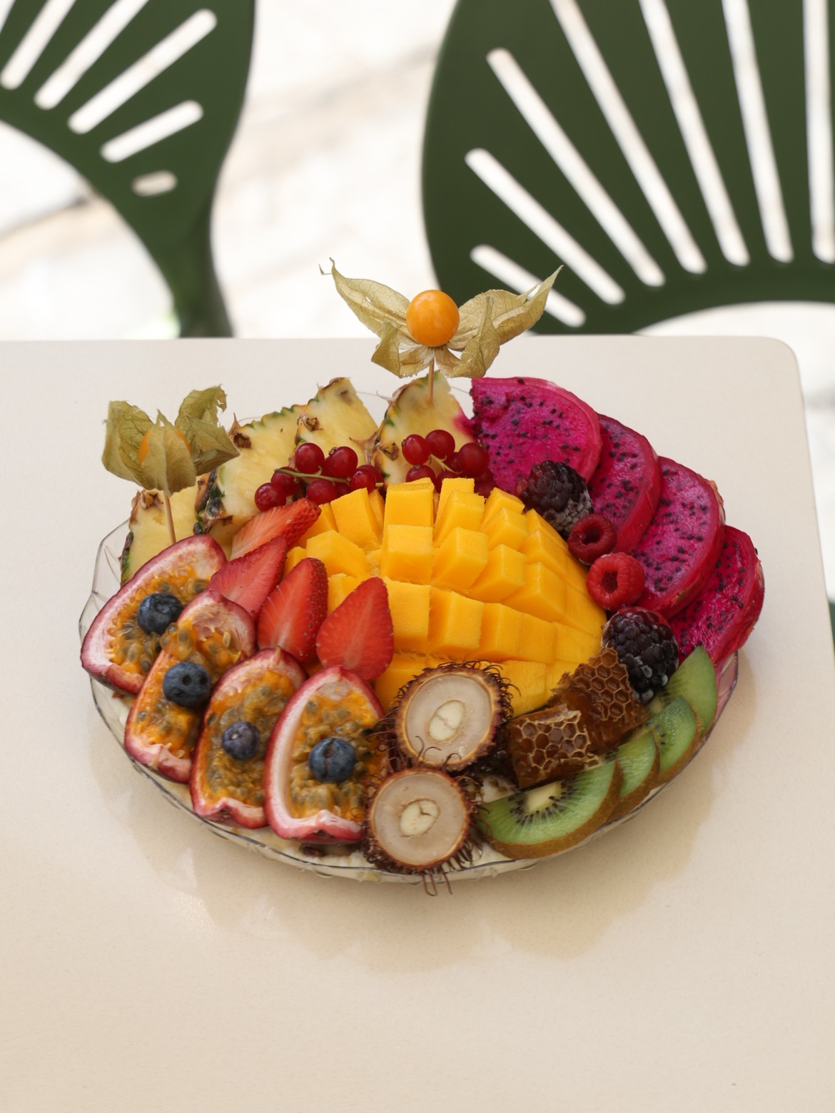 Image of Special Fruit Ashta Plate  – Ashta, honey & honeycomb, almonds, special fruits.