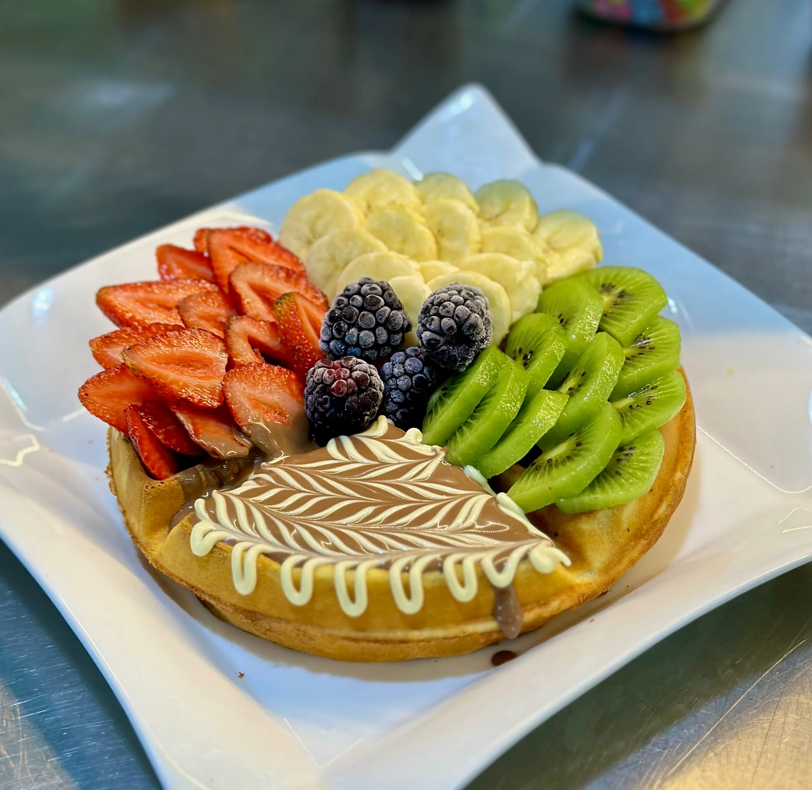 Image of Fruity Waffle – Waffle piece, served with mixed fruits. Available in classic & double size.