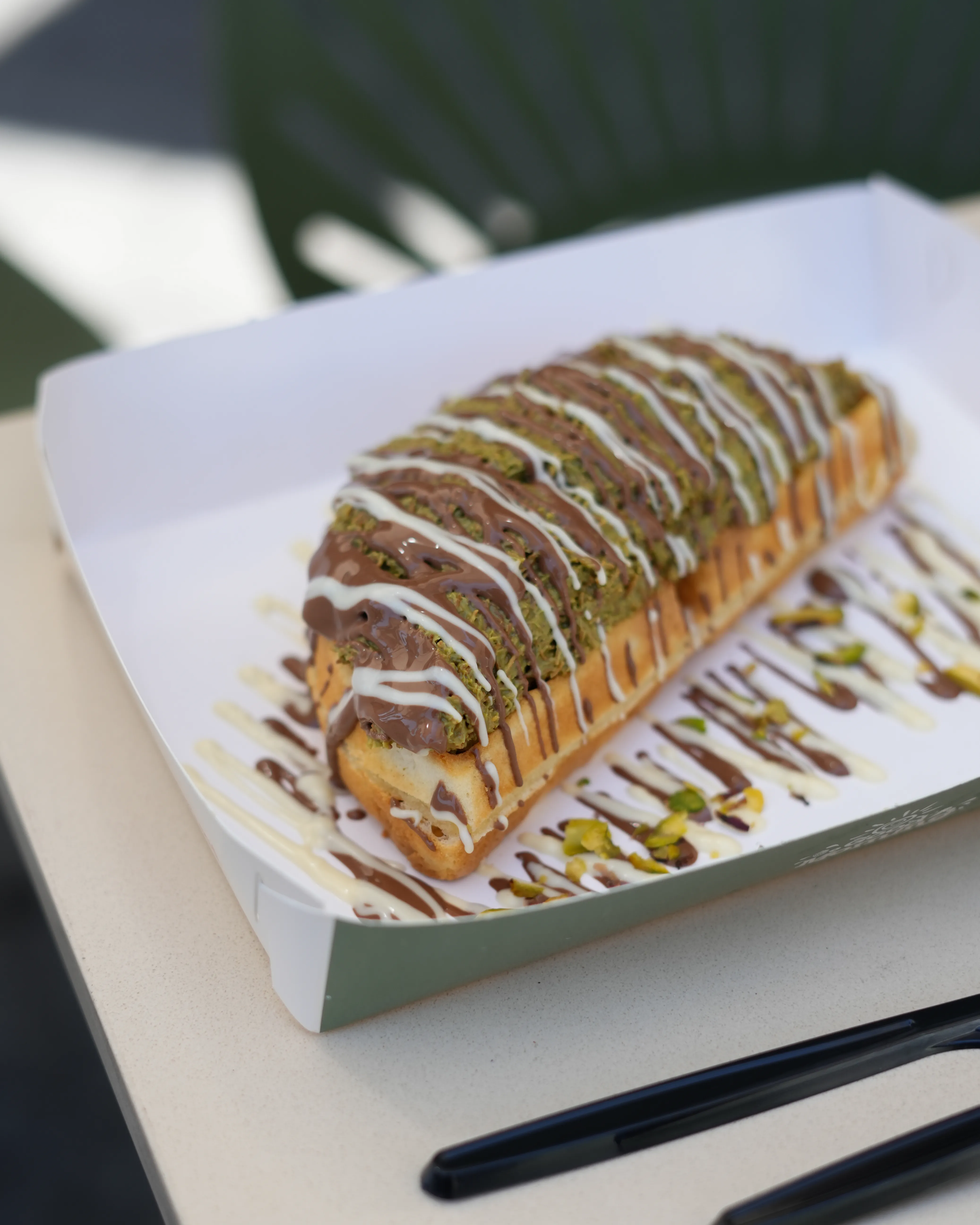 Image of Dubai waffle – Waffle,pistachio kunafa,Premuim belgian chocolate
