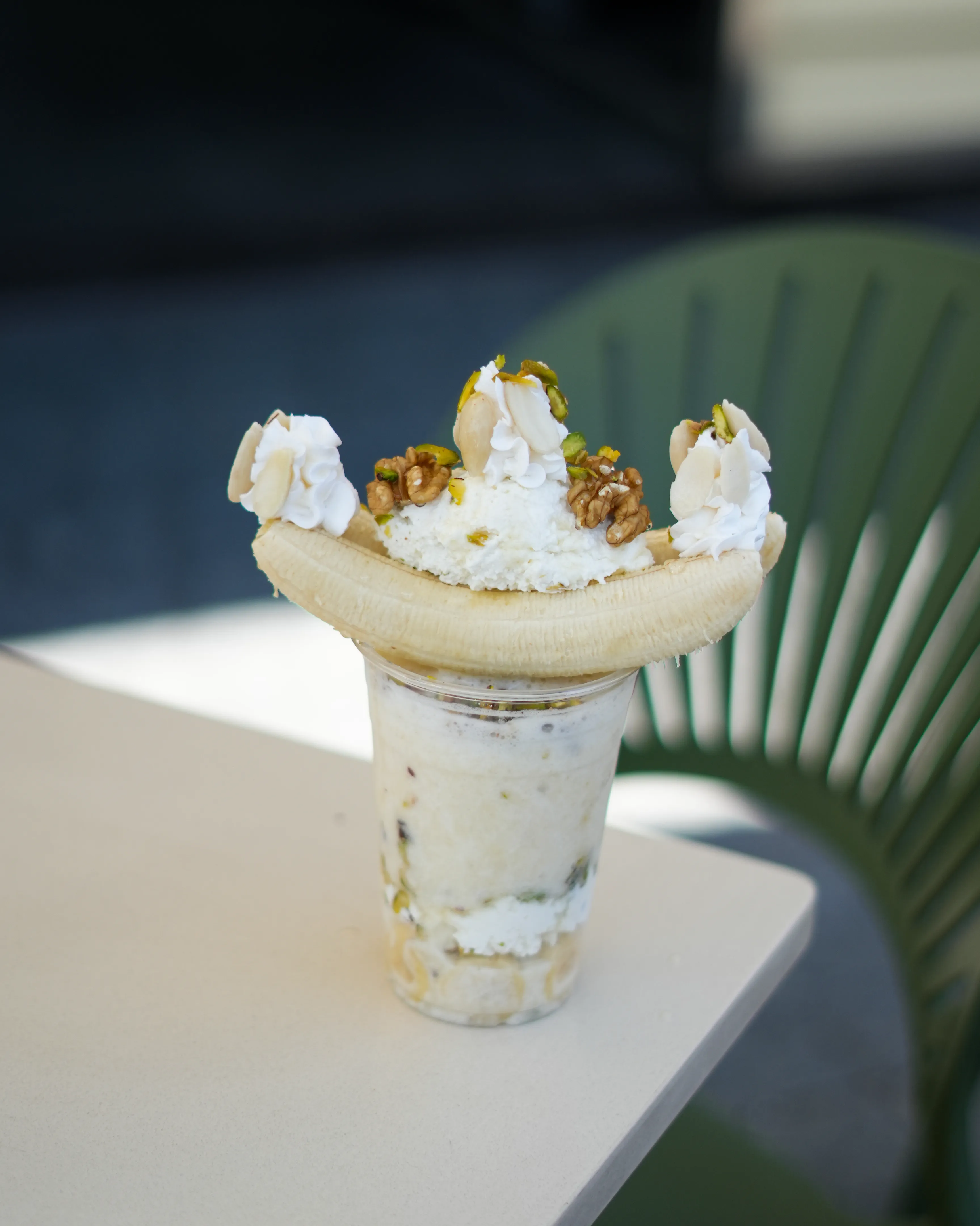Image of Emperor – Banana & Milk smoothie, banana slices, honey, almonds, Ashta, & fresh cream